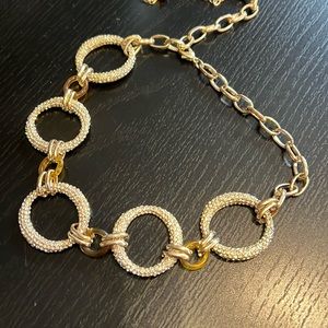 Gold color necklace with rhinestones